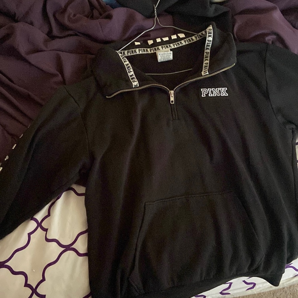 pink victoria secret long sleeve pull over half zip